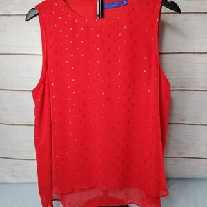Apt. 9 Red Sleeveless Embellished Chiffon Top